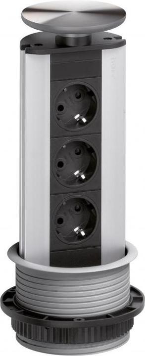 Actual product image Schulte Electrical socket outlet element EVOLINE PORT 3f socket outlet, stainless steel, 2.5m