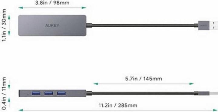 Aukey CB-H36 Aluminium Ultra Slim USB-3 USB Hub with 4 Ports (4 Ports)