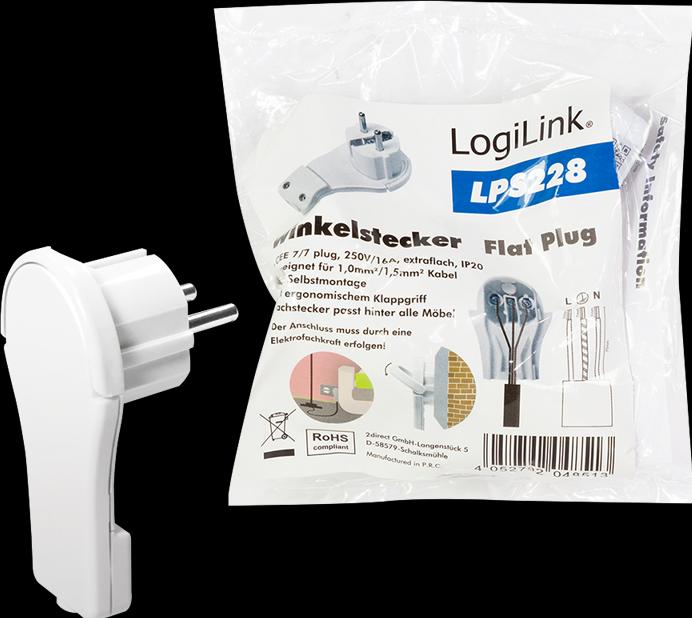 Produktbild LogiLink Flachwinkelstecker weiss