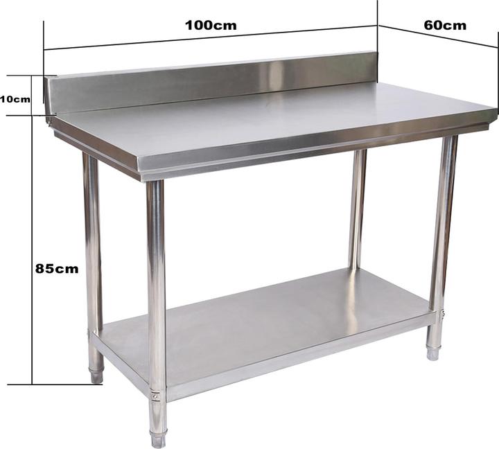 Actual product image Wiltec Stainless steel worktable Gastro stainless steel table with upstand 100x60x85cm