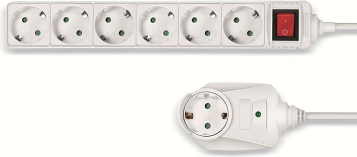 Immagine prodotto LogiLink Presa di corrente a 7 vie + interruttore, 6x CEE 7/3 + 1 spina passante, 2 m (6 x, CEE 7/3, 2 m)