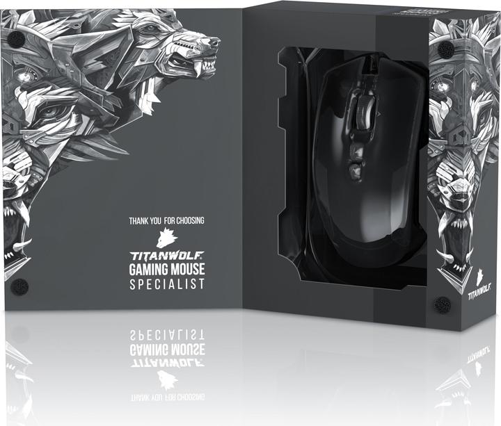 Produktbild Titanwolf Gaming Laser Mouse mit 12 programmierbare Tasten | Maus mit 10800 dpi | Polling-Rate bis 1000Hz (Kabelgebunden)