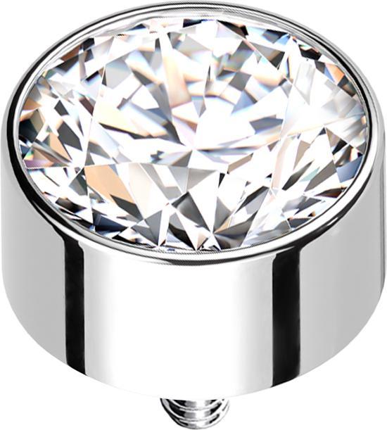 Star Piercing Dermal Anchor Zylinder hoch silber mit Kristall silber (Titan G23, ohne Messing)