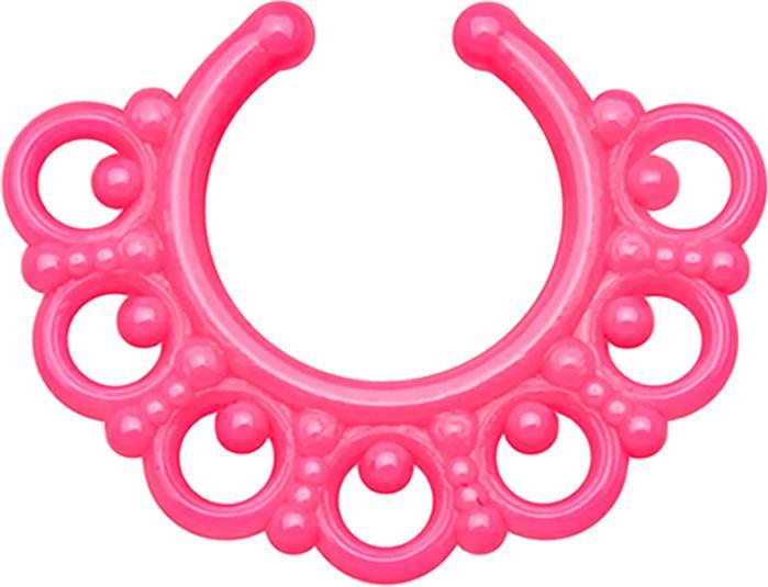 Star Piercing Fake Septum Tribal mit Kugeln pink
