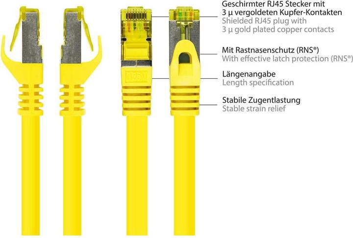 Produktbild Good Connections RJ45 Patchkabel mitCat.7 Rohkabel und Rastnasenschutz (RNS®), S/FTP, PiMF, halogenfrei, 600MHz, OFC (S/FTP, CAT7, 15 m)