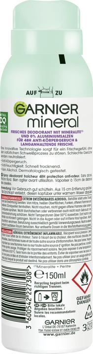 Actual product image Garnier Deo Spray Mineral Pure Freshness 150 ml (Spray, 150 ml)