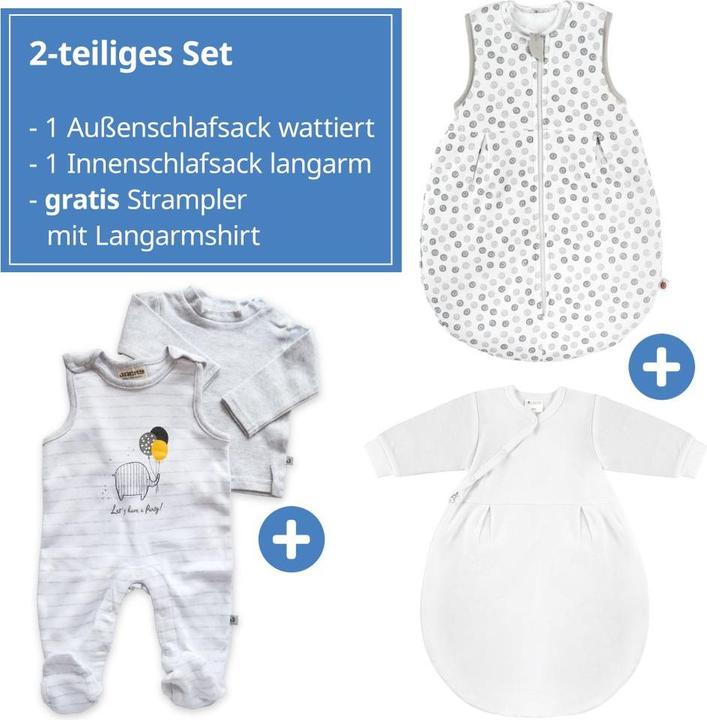 Actual product image Coconette 2-piece sleeping bag set - Circle White Grey + FREE romper sleeping bags (All-season)