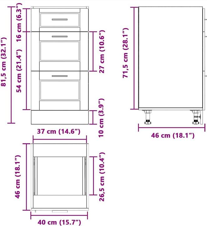 Actual product image VidaXL Lyman (40 x 46 x 81.5 cm)