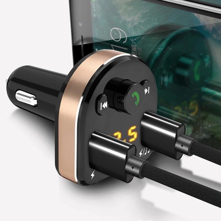Produktbild Dudao FM Transmitter Bluetooth Autoladegerät MP3 3.1 A 2x USB Schwarz (R2Pro Black)
