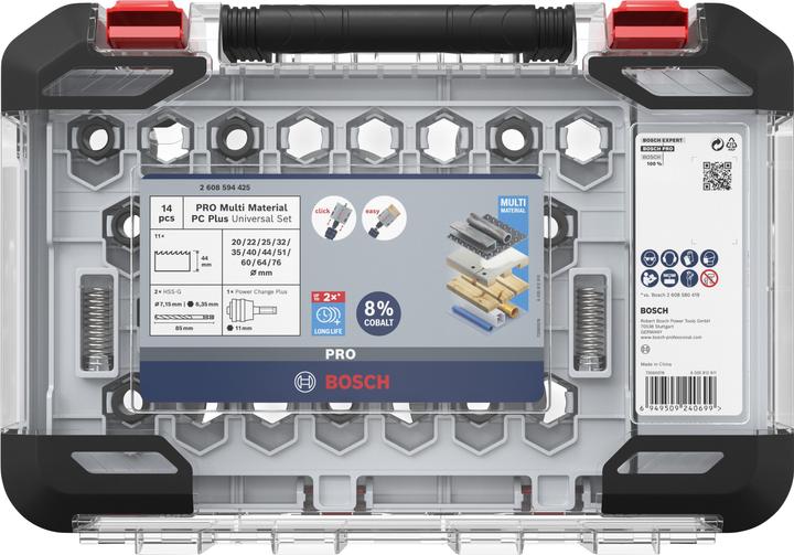 Produktbild Bosch Professional Zubehör PRO Multi Material PC Plus Lochsägen-Set, 14-tlg. (76 mm, 64 mm, 44 mm, 40 mm, 35 mm, 20 mm, 25 mm, 60 mm, 22 mm, 51 mm, 32 mm)