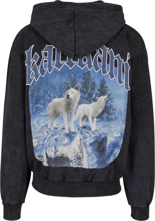 Actual product image Karl Kani KM234-055-1 Chest Signature OS Washed Heavy Sweat Wolf Full Zip Jacket (XXS)