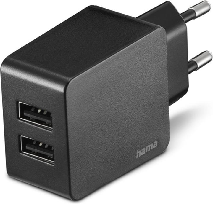 Immagine prodotto Hama Caricabatterie, 2x USB-A, 12W, nero (12 W)