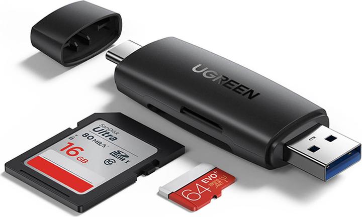 Ugreen CM304 USB + USB-C Adapter Card Reader SD + microSD (black) (USB-C)