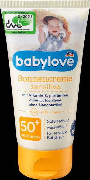 Produktbild dm babylove Sonnencreme sensitiv, LSF 50+ (Sonnencreme Gesicht, SPF 50+)