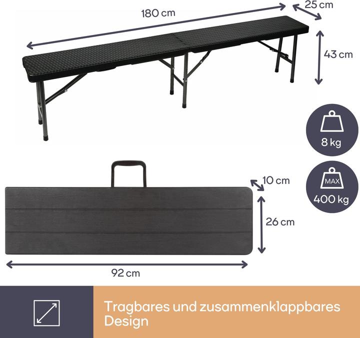 Produktbild Perel Klappbank RattanOptik