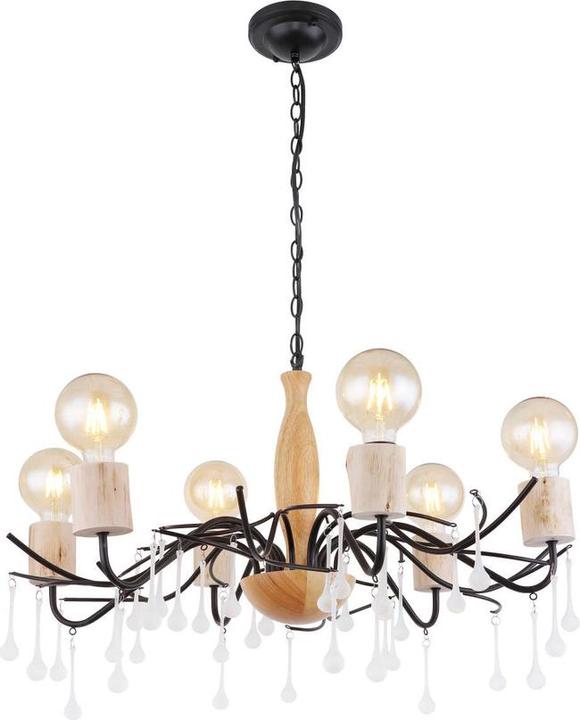 Image du produit Globo Lampe à suspendre bois, métal noir mat, 15443-6H (E27, 0 lm)
