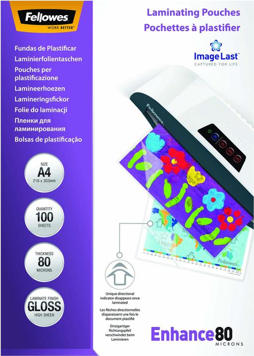 Actual product image Fellowes Enhance 80 (A4, 100 Piece, 80 µm)