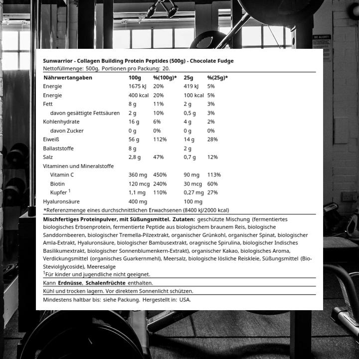 Produktbild Sunwarrior Collagen Building Protein Peptides Chocolate Fudge (1 Stück, Pulver, 500 g)
