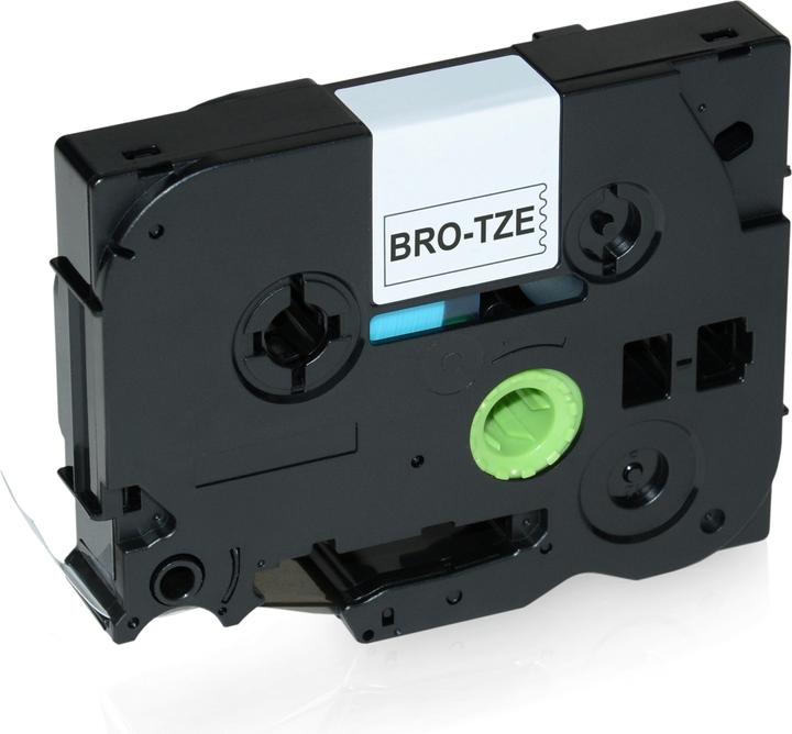 Brother Compatible ribbon for TZE231 P-Touch black on white laminate 12mm x 8m (1.20 cm, Black, White)