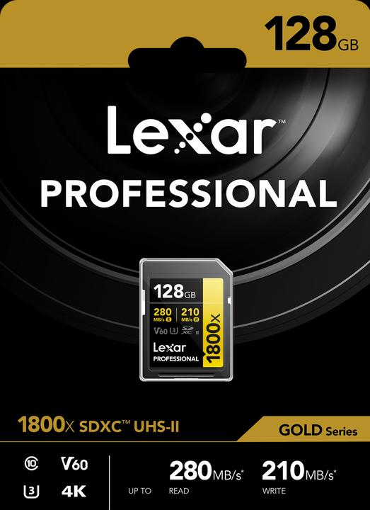 Productafbeelding Lexar Pro 1800x R270/W180 128GB SDXC U3 (V60) UHS-II (128 GB, SDXC, U3, UHS-II)