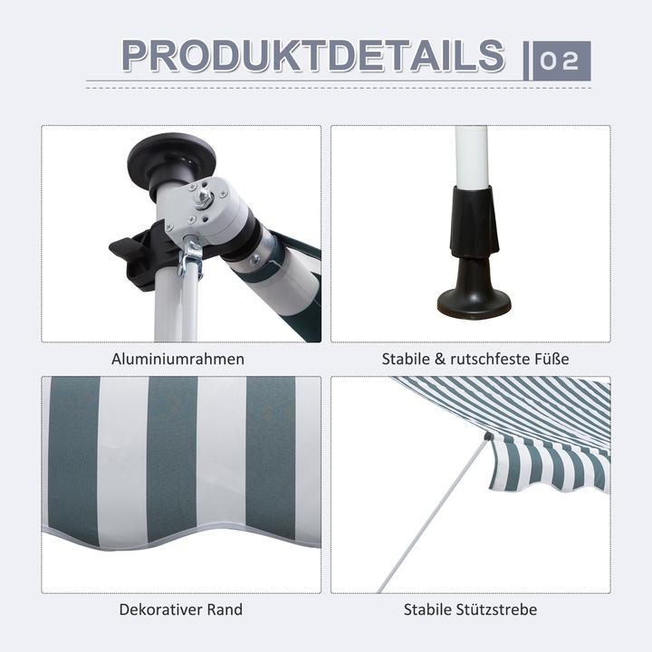 Produktbild Outsunny Klemmmarkise mit Faltarm (3 m)