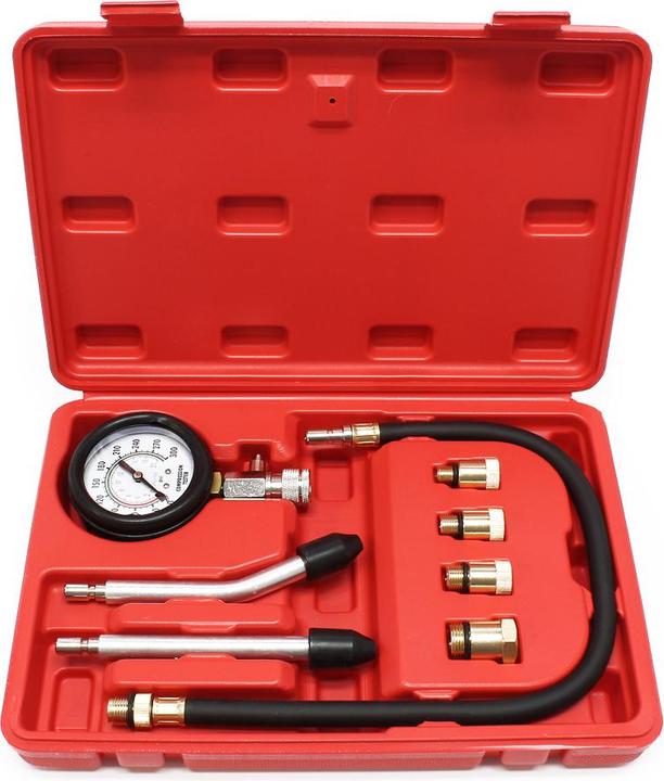 Immagine prodotto Wiltec Misuratore di compressione 0-20 bar per motori a benzina di auto/camion Set di misuratori da 9 pezzi
