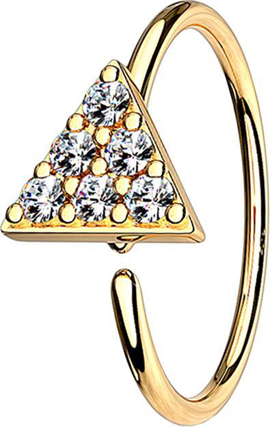 Produktbild Star Piercing Micro Piercing Ring 14k vergoldet Dreieck mit Kristall (Messing)