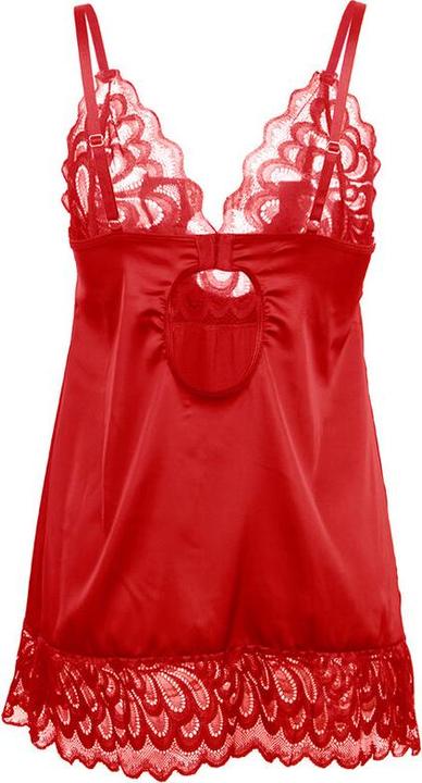 Image du produit Subblime Babydoll En Satin Avec Dentelle Rouge S/M (S, M)