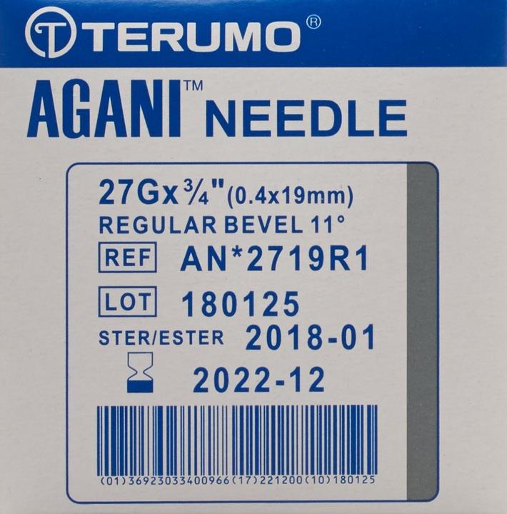 Immagine prodotto Terumo Agani cannula monouso 27G 0,4x19mm grigio (100 pz)