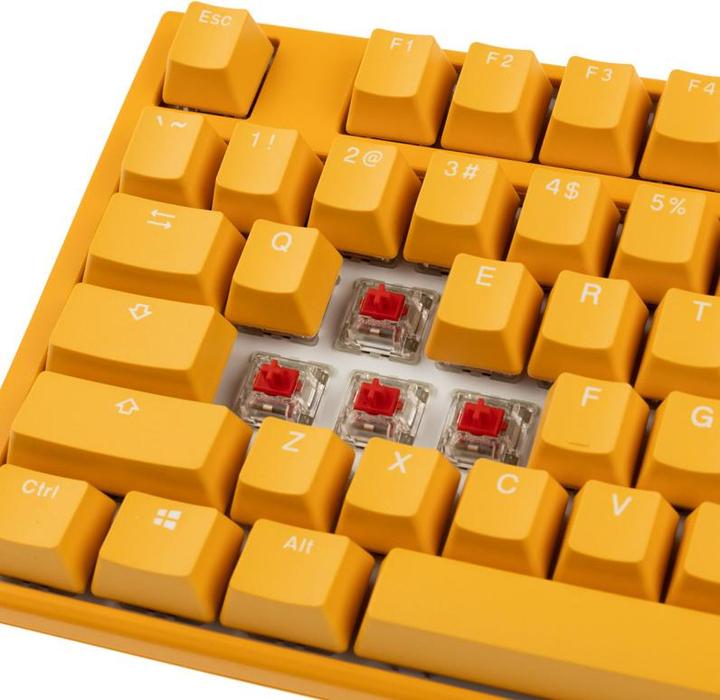 Actual product image Ducky One 3 Yellow TKL Gaming Keyboard, RGB LED - MX-Red (US) (US, Cable)