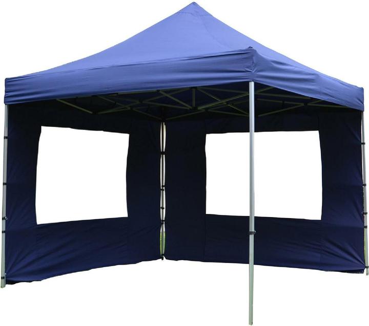 Produktbild VCM PROFI Falt Pavillon Partyzelt mit 2 Seitenteilen 3x3m blau wasserdichtes Dach (300 cm, 300 cm)