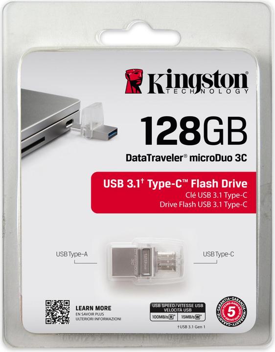 Actual product image Kingston DataTraveler microDuo 3C (128 GB, USB-A, USB-C)