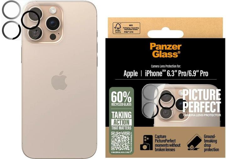 PanzerGlass Picture Perfect Kameraschutz (1 Stück, Apple iPhone 16 Pro, Apple iPhone 16 Pro Max)