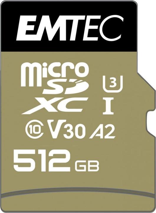 Emtec mSD 512GB UHS-I U3 V30 A2 SpeedIN (512 Go, microSDXC, U3, UHS-I)