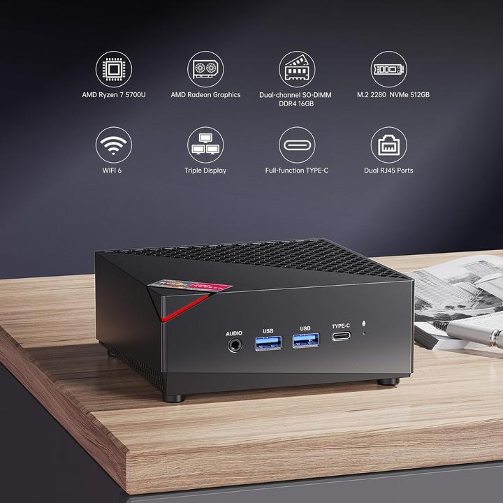 Immagine prodotto AceMagic AM06 Pro Mini PC (AMD Ryzen 7 5700U, 16 GB, 512.00 GB)