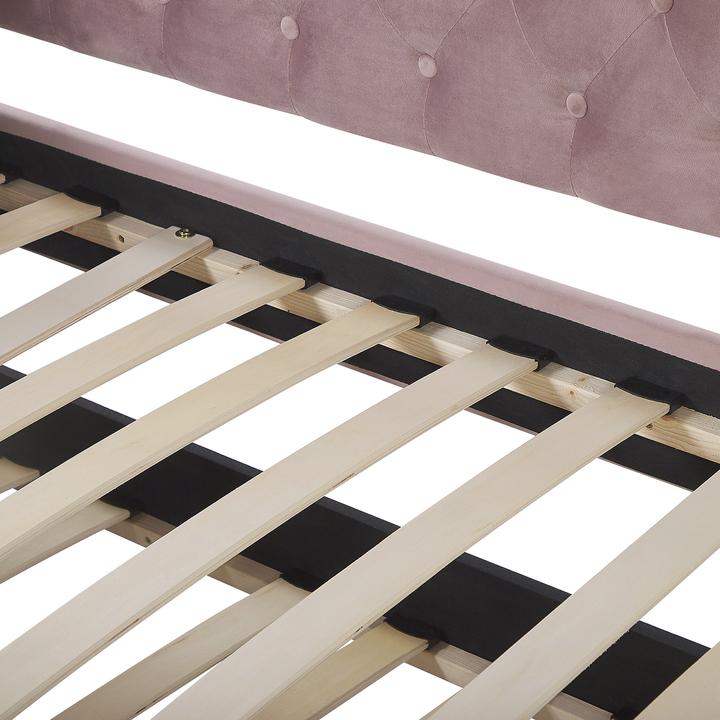Actual product image Beliani Daybed extendable velvet fabric pink slatted frame 90 x 200 cm GASSIN (90 x 200 cm)