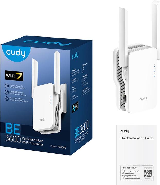 Produktbild Cudy BE3600 WiFi 7 Mesh Repeater (2882 Mbit/s, 688 Mbit/s)
