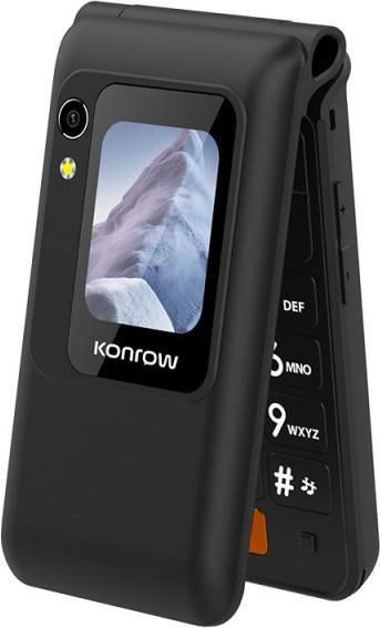 Actual product image Konrow Senior Flip (4G - 2.8" - With Charging Station) Black (2.80", 4G)