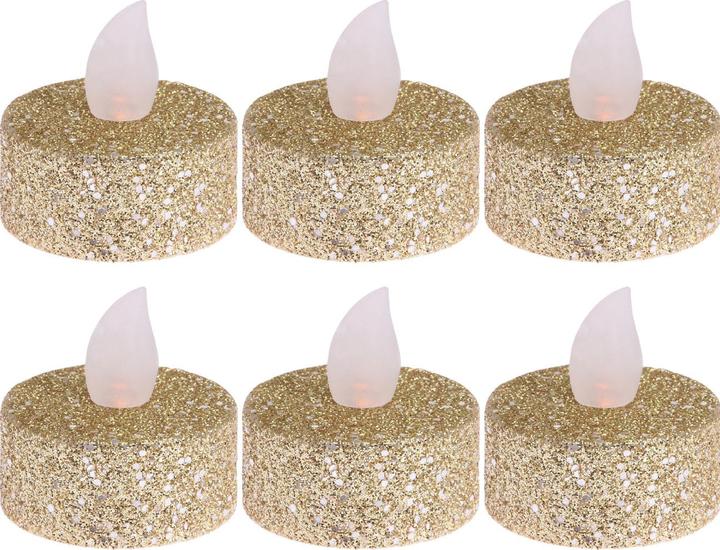 Actual product image Mondex LED tea lights 6 pieces, gold glitter, 3.8 x 4 cm (6 x)