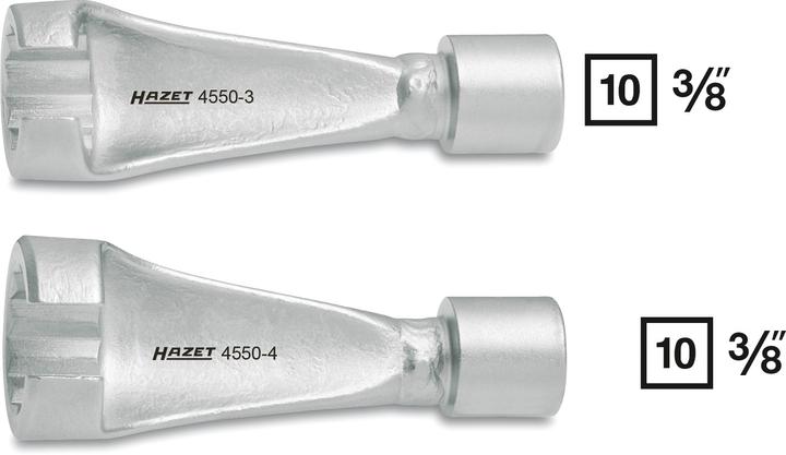 Actual product image HAZET Injection line wrench 4550-3 ∙ Square, hollow 10 mm (3/8 inch) ∙ Outside 12-point profile ∙ 1… (17 mm)