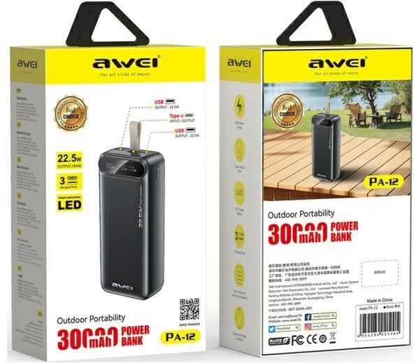 Produktbild Awei PA-12 (30000 mAh, 22 W, 22.50 Wh)
