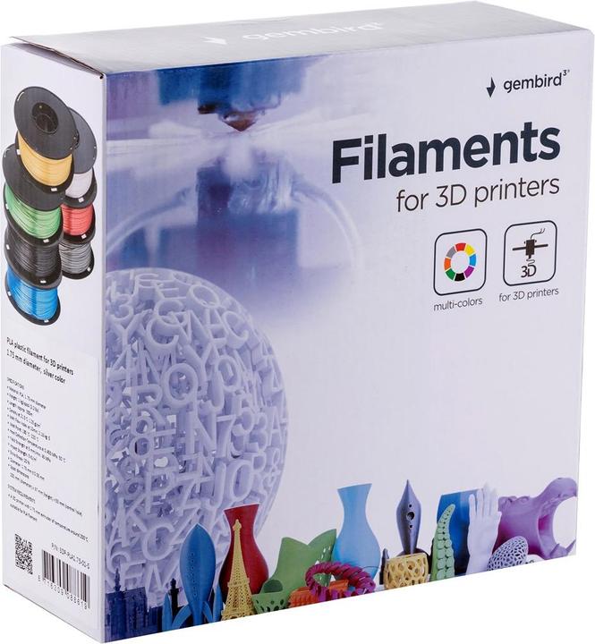 Image du produit Gembird Cassette de filament PLA bobine étroite (PLA, 1.75 mm, 1000 g, Argent)