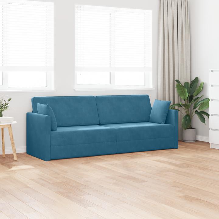 Produktbild VidaXL Boden-Sofa-Bett 2-in-1 Blau 213x144x60 cm Samt