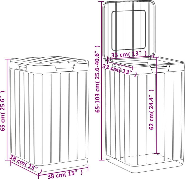Produktbild VidaXL Outdoor-Mülltonne Grau 38x38x65 cm PP,Farbe: Grau (80 l)