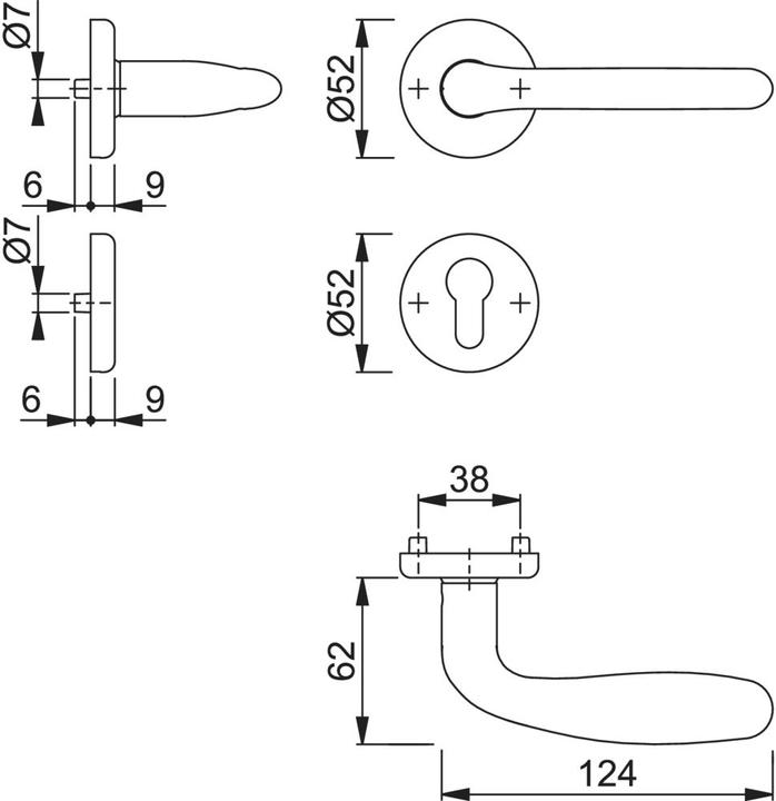 Produktbild Hoppe Rosettengarnitur Cardiff E1850Z/17KV/17KVS Edelstahl F69 rund PZ DIN links / rechts D/D (Türgriff)