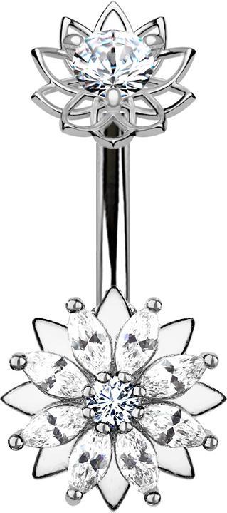 Immagine prodotto Star Piercing Filetto interno Banana argento doppio fiore di loto in cristallo (Acciaio chirurgico 316L, Ottone)