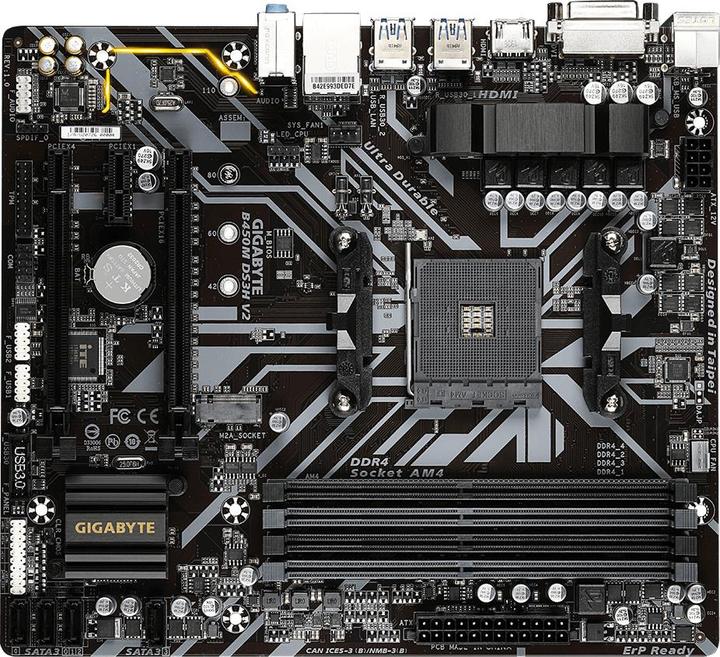 Gigabyte B450M DS3H V2 (AM4, AMD B450, mATX)