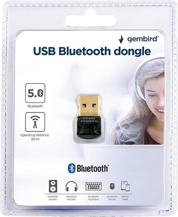 Actual product image Gembird Wrl Dongle Blueth5 Usb/Btd-Mini6 (Transmitter & Receiver)