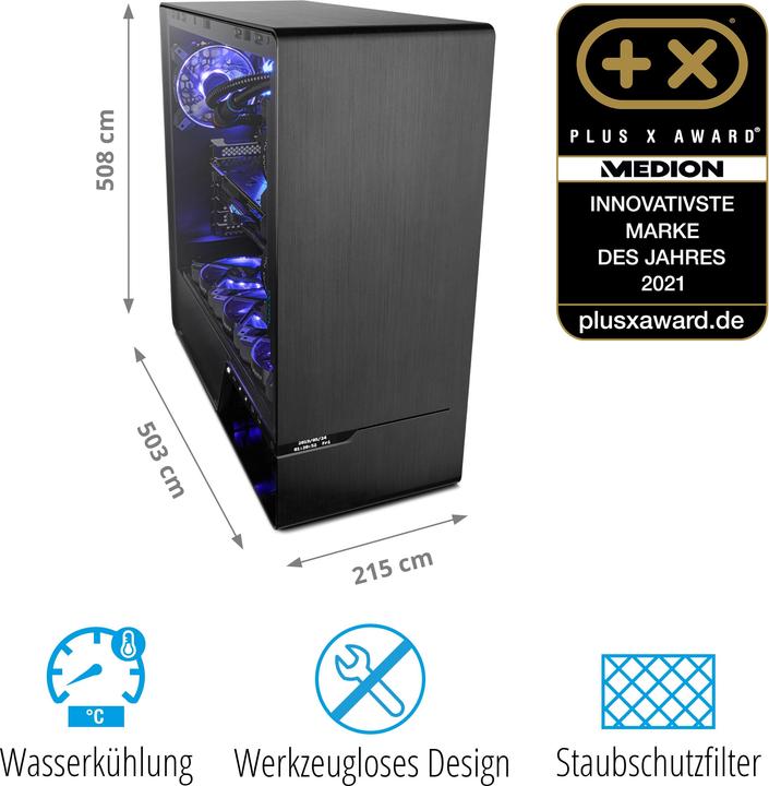 Actual product image Medion Erazer Enforcer X10 (Intel Core i9-12900KF, 32 GB, 2000 GB, GeForce RTX 3080 Ti)