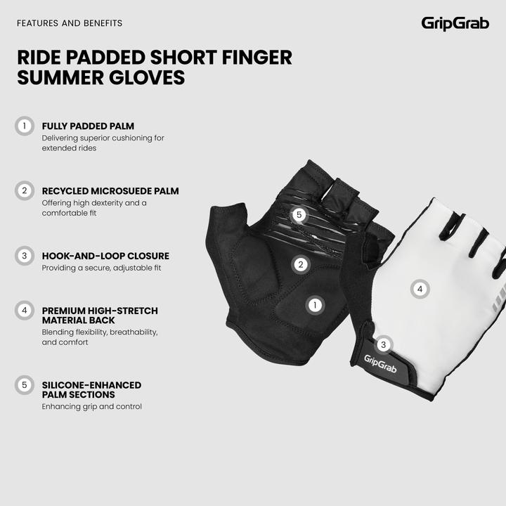 Actual product image GripGrab RIDE Padded Short Finger Summer Gloves (L)